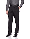 Perry Ellis Men's Classic Fit Elastic Waist Double Pleated Cuffed Pant, BLACK, 36x30