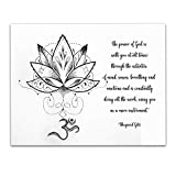 "The power of God is with you at all times." Bhagavad Gita. Mandala Lotus Flower Inspirational Spiritual Quotes Wall Art Decor- Unframed 11 x 14 Black & White Print - Zen gifts