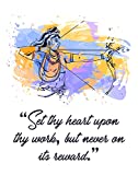 Bhagavad Gita Positive Quote, Hindu Religious Wall Art Decor for Home & Office Pray Room, Handmade Colorful Lettered Print, Ideal Gift for Diwali, Friends or Family - Unframed 11-inch X 14-inch