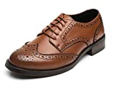 U-lite Womens Brown Perforated Lace-up Wingtip Leather Flat Oxfords Vintage Oxford Shoes BR 7.5