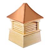 Good Directions Coventry Louvered Cupola with Pure Copper Roof, Cypress Wood, 18" x 24", Quick Ship, Reinforced Rafters and Louvers, Cupolas