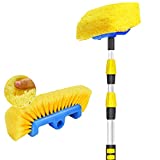 Anyyion 11 Foot Car Wash Brush, 11 Foot Telescopic Flow Through Car Washing Brush Soft Bristles wash Car, RV, Boat, Solar Panel, Deck, Floor | Bumper Prevents Scratch (11 Foot) (Blue)