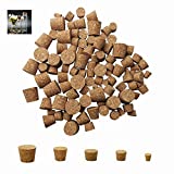 Cork Stoppers - 100-Pack Mini Cork Stoppers, Tapered Cork Bottle Plugs, 5 Sizes