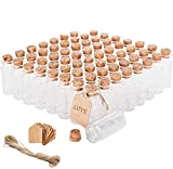 Brajttt 64PCS Cork Stoppers Glass Bottles, DIY Decoration Tiny Glass Jars Favors,Mini Vials Cork,10ml Storage Container for Art Crafts,Small Glass Jars for Wedding Party Supplies