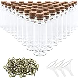 SUPERLELE Glass Bottles with Cork 48pcs 20ml Decorative Wish Bottles with 48pcs Eye Screws 3pcs Funnel