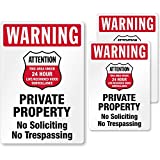 SmartSign Private Property No Soliciting No Trespassing Stickers/Labels, Pack of 3, EG Reflective Adhesive Decals, Easy Peel-Off, 7-Year Outdoor Life