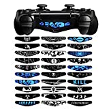 eXtremeRate 30 Pcs/Set Individualized Designs Custom Controller Skin for PS4, Reuseable Vinyl Lighttight Led Light Bar Decals for Playstation 4 Slim Pro Controller