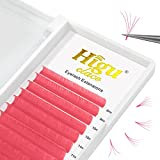 Higu Colored Lash Extensions Pink Lashes 0.05 CC Curl MIX 8-15mm Mixed Tray Colored Lashes Extensions Fans 2D-10D Easy Fan Volume Lashes Self Fanning Color Lashes Extension (Pink0.05 CC MIX8-15)