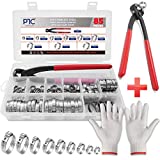 PATACO 85Pcs 304 Single Ear Hose Clamps Stainless Steel,6-25.6mm Stepless Hose Clamps with Oetiker Clamps Plier and Gloves,Cinch Rings Crimp Hose Clamps Assortment Kit for Pipe,Plumbing,Automotive Use