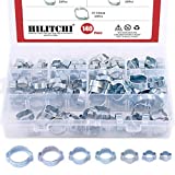 Hilitchi 7 Sizes 140Pcs Zinc Plated Double Ear Hose Clamps O Clips Pipe Hose Tube Fuel Clamps Fasteners Clips Assortment Kit