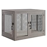 PENN-PLAX Modern and Sophisticated Dog Crate – Pet Furniture Designed as an End Table or Night Stand – Great for Small to Medium Sized Dogs – Beautiful Driftwood Color
