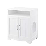 beeNbarks Cat Litter Box Furniture, Cat Washroom Enclosure with 2 Entrances, Designed for Quick Assembly Cat House Storage Nightstand, Wooden Pet Crate Furniture, White