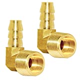 Joywayus Brass Hose Fitting,90 Degree Elbow,3/8" Barb x 3/8" NPT Male Pipe Water/Fuel/Air(Pack of 2)