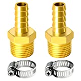 TAILONZ PNEUMATIC Brass Hose Barb Fitting -3/8 Inch Barb to 3/8 Inch Male NPT Adapter（Pack of 5）
