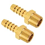SUNGATOR Brass Hose Fitting, Adapter, 3/8" Barb x 3/8" NPT Male Pipe (2-Pack)