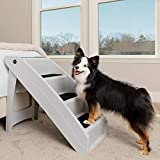 PetSafe CozyUp Folding Pet Steps - Pet Stairs for Indoor/Outdoor at Home or Travel - Dog Steps for High Beds - Siderails, Non-Slip Pads - Durable, Support up to 150 lbs - Extra Large, Gray