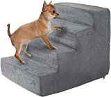 Pet Stairs – Foam Pet Steps for Small Dogs or Cats, 4 Step Design, Removable Cover – Non-Slip Dog Stairs for Home and Vehicle by PETMAKER (Gray)