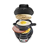 Hamilton Beach Breakfast Sandwich Maker with Egg Cooker Ring, Customize Ingredients, Perfect for English Muffins, Croissants, Mini Waffles, Black