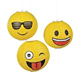 Emoji Paper Lanterns - Emoji Party Supplies - 3 Hanging Lanterns