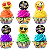 Emoji Cupcake Kit - 24 Emoji Cupcake Toppers and 24 Cupcake Wrappers - Emoji Party Supplies - Emoji Party Decorations - Cupcake