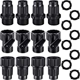 4 Sets Garden Expandable Hose Repair Kit Faucet Adapter Hose Female Male Connectors with 4 Pieces Hose Shut Off Valve and 8 Pieces 3/4 Inch Rubber Gaskets