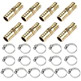 Hamineler 8 Pieces 5/8 Inch Brass Garden Hose Repair Kit, Extension Garden Hose Repair Connector with 16 Pieces Stainless Steel Clamp