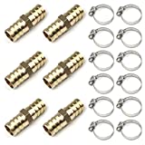 Hamineler 6 Sets 3/4 Inch Brass Garden Hose Repair Kit, Garden Water Hose Repair Connector with 12 Pieces Stainless Steel Clamp