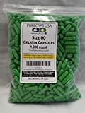 PurecapsUSA – Empty Apple Green Gelatin Capsules - Fast Dissolving and Easily Digestible - Preservative Free with Natural Ingredients - (1,000 Joined Capsules) - Size 00