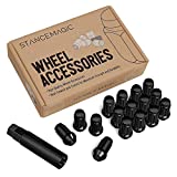 16pcs Black Spline Drive Lug Nuts - 10x1.25 Threads - 1.4 inch Length - Closed End, Cone Acorn Taper Seat - Includes Socket Key Tool - Compatible with Honda Yamaha CanAm Suzuki Kawasaki Arctic Cat ATV