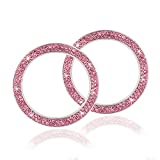 LivTee 2 PCS Crystal Double Rhinestone Car Engine Start Stop Decoration Ring, Bling car Accessories, Push to Start Button, Key Ignition & Knob Bling Ring, Pink