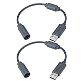 2pcs Wired Controller USB Breakaway Cable for Microsoft Xbox 360, Dongle Adapter Extension Cord for Xbox 360