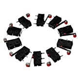 HiLetgo 10pcs KW12-3 Roller Lever Arm Micro Limit Switch Normally Open Close Limit Switch Black