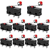 InduSKY 10Pcs Micro Limit Switch with Momentary Roller Lever Arm AC 250V 5A SPDT 1NO 1NC Snap Action Micro Switches