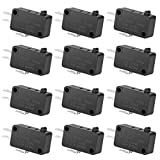 12PAack 125V/250V 16A SPDT Snap Action Button Micro Limit Switch for Microwave Oven Door Arcade KW3 by MUZHI