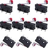 Taiss 10pcs Momentary Micro Limit Switch with Roller Lever Arm SPDT Micro Switch AC 250V 5A 1NO 1NC 3 Pins Mini Switches SS-5GL2
