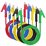 Sumnacon 5 Pcs Dual Ended Crocodile Alligator Clips, 15A Test Lead Wire Cable with Insulators Clips, 5 Colors 3.3 ft/1m Test Flexible Cable with Protective Jack Copper Clamps for Electrical Testing