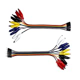 UCTRONICS Breadboard Alligator Clip Jumpers - Gator to Male and Female Jumper Wires Test Lead 2x10pcs 8 inch for Power Supply,LED Strips, Multimeters, Arduino Lilypad and Raspberry Pi