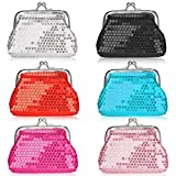 LovesTown Coin Purse,6 Pcs Assorted Colors Sparkly Bling Coin Purses Purse Pouch Small Clutch Wallet for Girls Party Favors