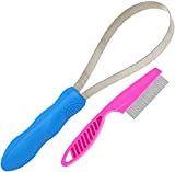 KALAMANDA Shedding Blade for Dogs, Dual-Sided Dog Shedding Tool with Loop for Horse Large Dog De-Shedding and Grooming