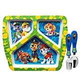 Zak Designs Paw Patrol Dinnerware Set Includes Melamine 3-Section Divided Plate and Utensil Made of Durable Material and Perfect for Kids, 3 Piece Set, Paw Patrol Boys 3pc