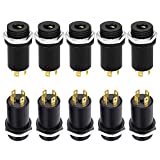 InduSKY 10pcs 3.5mm Mini Stereo Female Jack Socket Plug with Nuts 3.5mm Stereo Panel Mount Jack Solder Connector Headphone Audio Video Vertical Socket 4 Pole Gold Plated