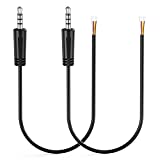 3.5mm Male Jack to Bare Wire Open End, Ancable 2Pack 1Ft 1/8'' 3.5mm TRRS 4 Pole Male Plug to Bare Wire Audio Replacement Cable Cord for Headset Headphone Earphone Microphone Cable Repair