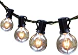 Outdoor String Lights 25feet Patio Lights with 27 G40 Bulbs (2 Spare) Connectable Globe String Lights for Party Tents Patio Gazebo Porch Deck Bistro Backyard Balcony Pergola Outside Decor…