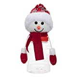 2 in 1 Christmas Candy Jars, Home Holiday Decor, Clear Plastic Cookie Jar with Snowman Doll, Sweet Gift Box Bottle Holder