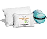 Coop Home Goods Adjustable Travel Pillow -Small Camping Pillow For Sleeping with Compressible Stuff Sack- Medium-Firm Memory Foam Lulltra Washable Cover - CertiPUR-US/GREENGUARD Gold Certified (19x13)