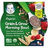 Gerber Up Age Organic Grain & Grow Morning Bowl Oats Barley & Red Quinoa With Banana & Summer Berries, 8 Count
