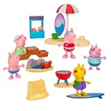 Peppa Pig Family Beach Day Playset, 13 Pieces - Includes Family Character Figures, Accessories & Bonus Mystery Friend - Toy Gift for Kids - Ages 2+