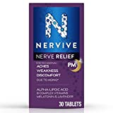 Nervive Nerve Relief PM for Nerve Aches Weakness Discomfort in Fingers Toes Hands Feet† Alpha Lipoic Acid ALA Vitamin B1 Vitamin B6 Melatonin Chamomile Lavender 30Day Tablet Supply, 30 Count