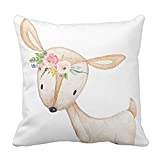 Emvency Throw Pillow Cover Floral Bohemian Boho Woodland Watercolor Baby Nursery Girl Decorative Pillow Case Home Decor Square 18 x 18 Inch Pillowcase