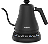 COSORI Electric Gooseneck Kettle with 5 Variable Presets, Pour Over Kettle & Coffee Kettle, 100% Stainless Steel Inner Lid & Bottom, 1200 Watt Quick Heating, 0.8L, Matte Black